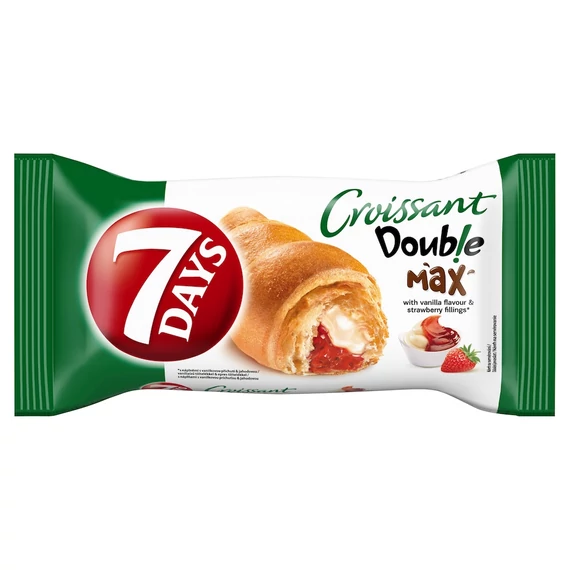 7DAYS Doub!e Max croissant vanília ízű és eper töltelékkel 80 g