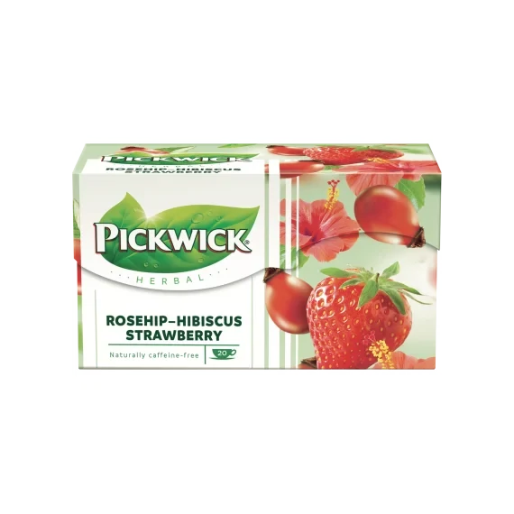 Pickwick Herbal Goodness eperízű csipkebogyó tea hibiszkusszal, eperdarabokkal 20 filter 50 g
