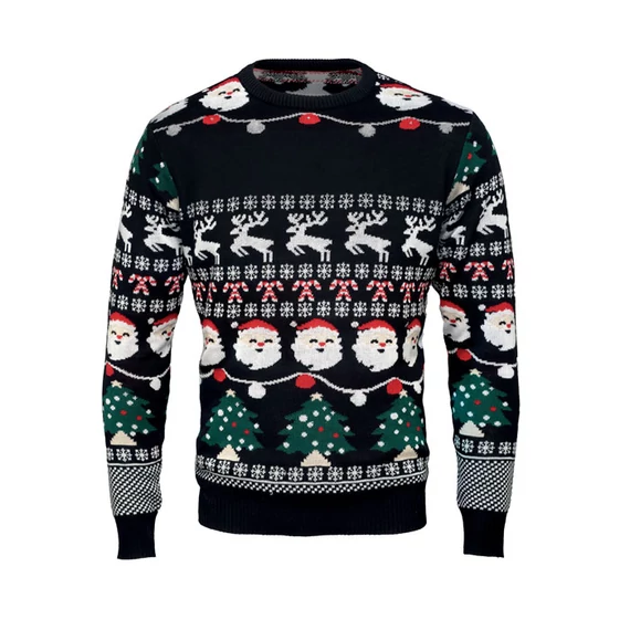 SHAMIS LARGE - Karácsonyi LED-es pulóver L/XL - Fekete