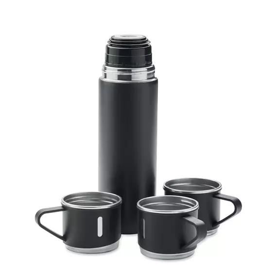 SHARM - Duplafalú palack+pohár készlet - Fekete