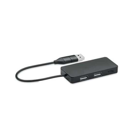 HUB-C - 3 portos USB hub, 20 cm kábel - Fekete