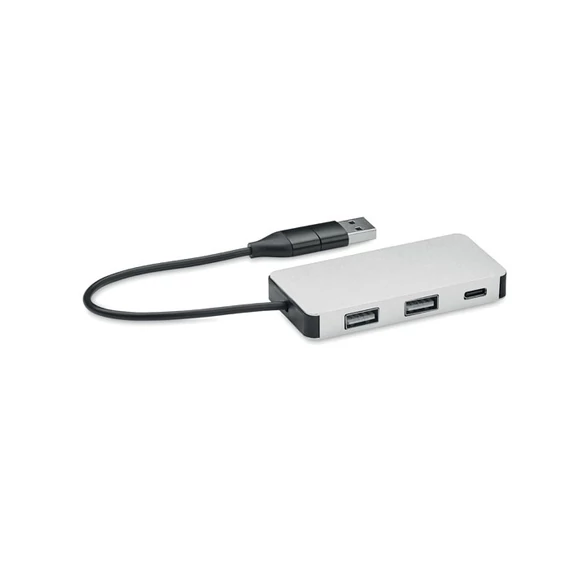HUB-C - 3 portos USB hub, 20 cm kábel - Ezüst