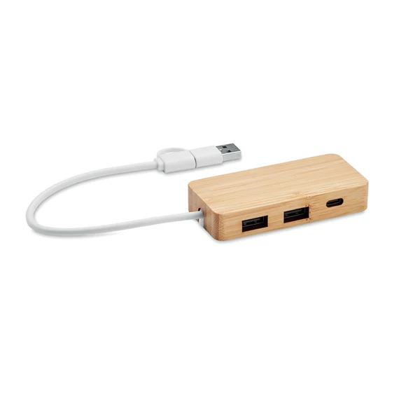 HUBBAM - Bambusz 3 portos USB hub - Fa