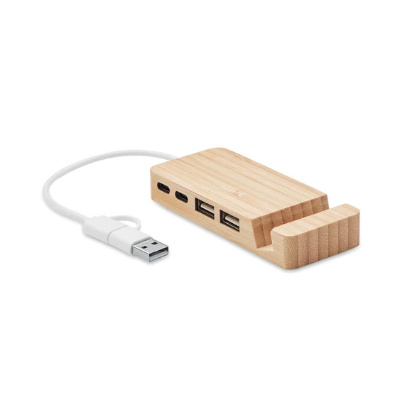 HUBSTAND - Bambusz 4 portos USB hub - Fa