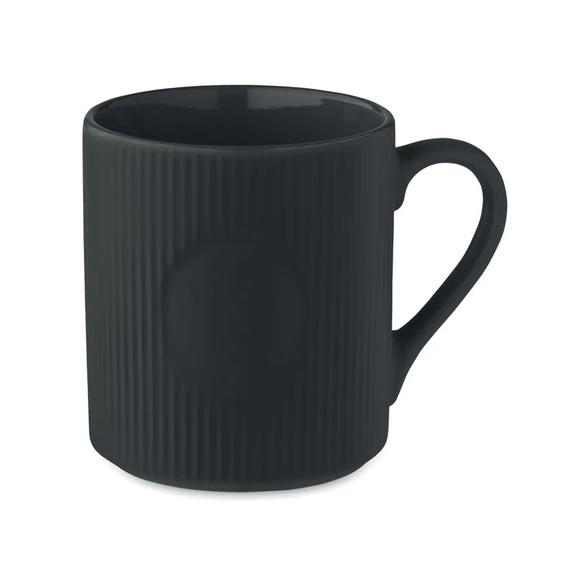 RIBMUG - Bordázott kerámia bögre 340 ml - Fekete
