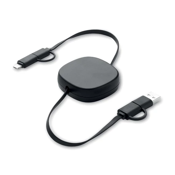 LINEA - 60W visszahúzható töltőkábel - Fekete
