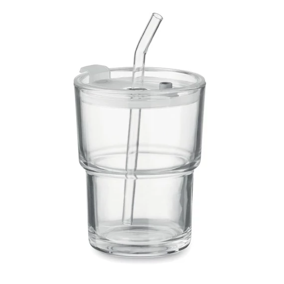 SIP - Üveg pohár szívószállal 400 ml - Áttetsző