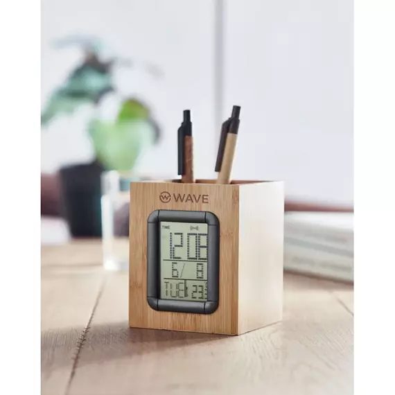 MANILA - Bambusz tolltartó és LCD óra - Fa