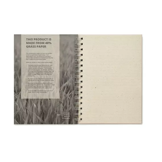 GRASS BOOK - A5 fűpapír spirál jegyzetfüzet - Bézs