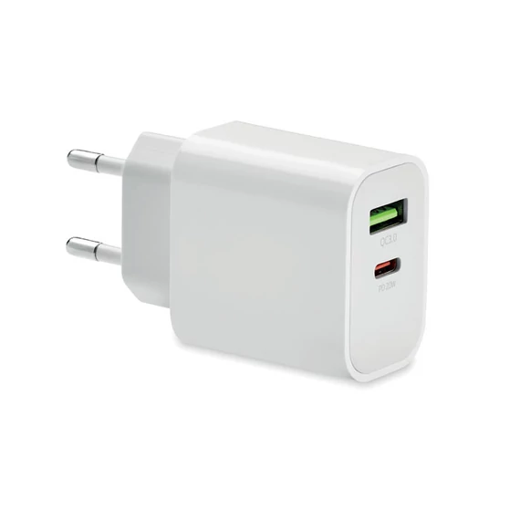PORT - 18W 2 portos USB EU töltő - Fehér