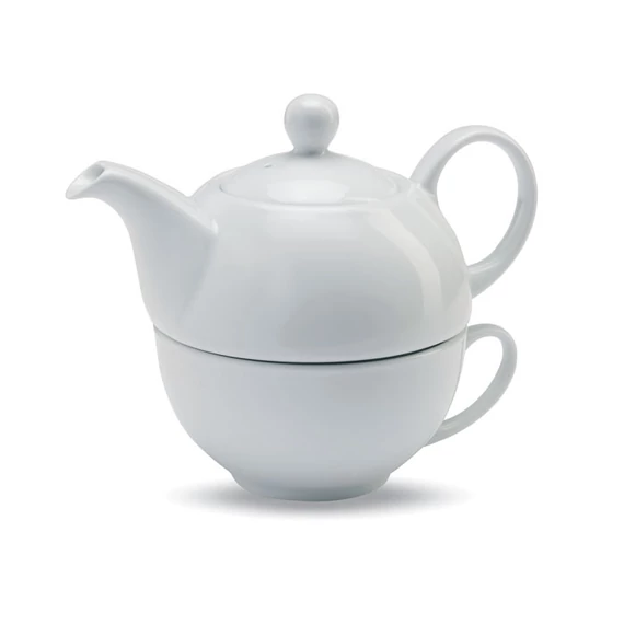 TEA TIME - Teáskanna csészével, 400 ml - Fehér