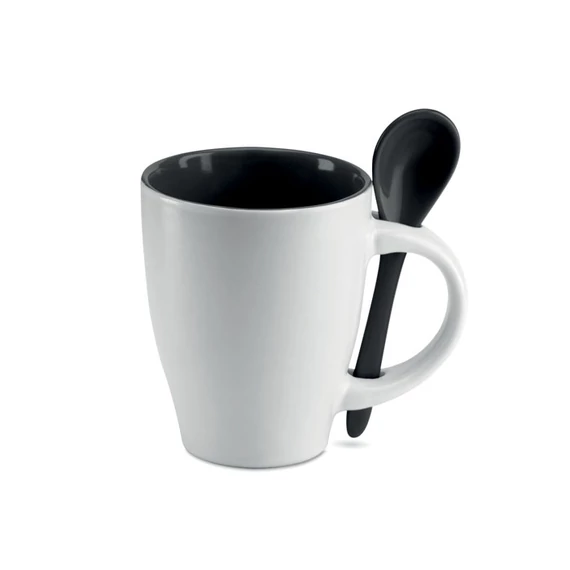 DUAL - Bögre kiskanállal, 250 ml - Fekete