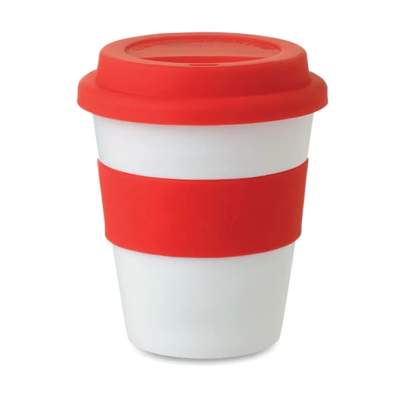 ASTORIA - PP pohár szilikon fedél 350 ml - Piros