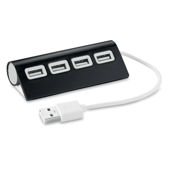 ALUHUB - 4 portos USB elosztó - Fekete