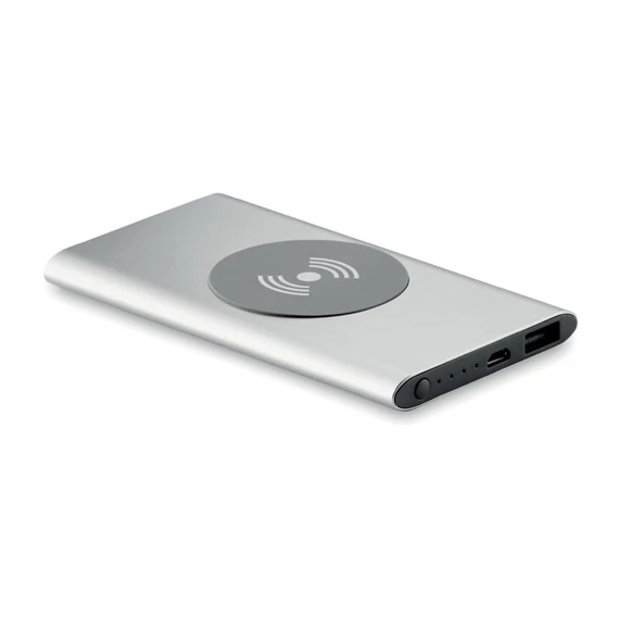 POWER&WIRELESS - 4000 mAh vez.nélk. powerbank - Matt Ezüst