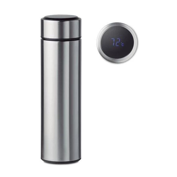 POLE - Palack hőmérővel 450 ml - Matt Ezüst