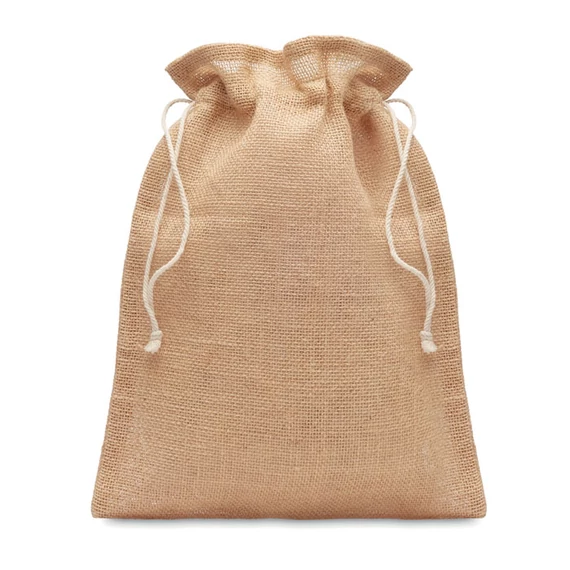 JUTE SMALL - Kis juta ajándéktasak 14x22 cm - Bézs