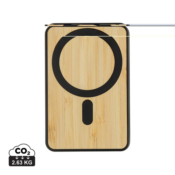 Zen RCS újrah. műanyag 5000mAh 5W mágneses bambusz powerbank
