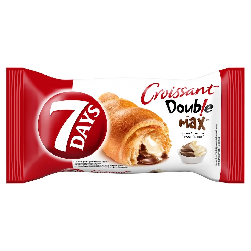 7DAYS Doub!e Max croissant kakaós és vanília ízű töltelékkel 80 g