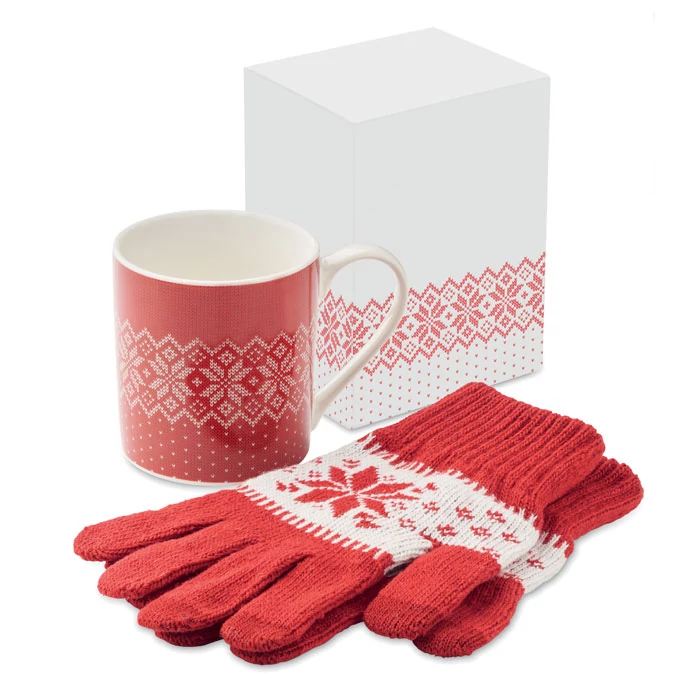 COPITO SET - Téli bögre és kesztyű készlet - Piros