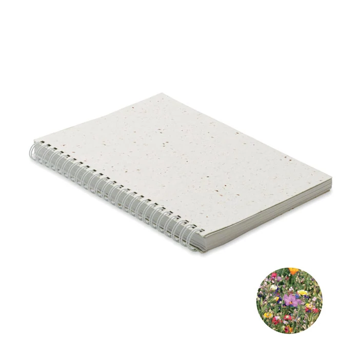 SEED RING - A5 magpapír spirálos notesz - Fehér