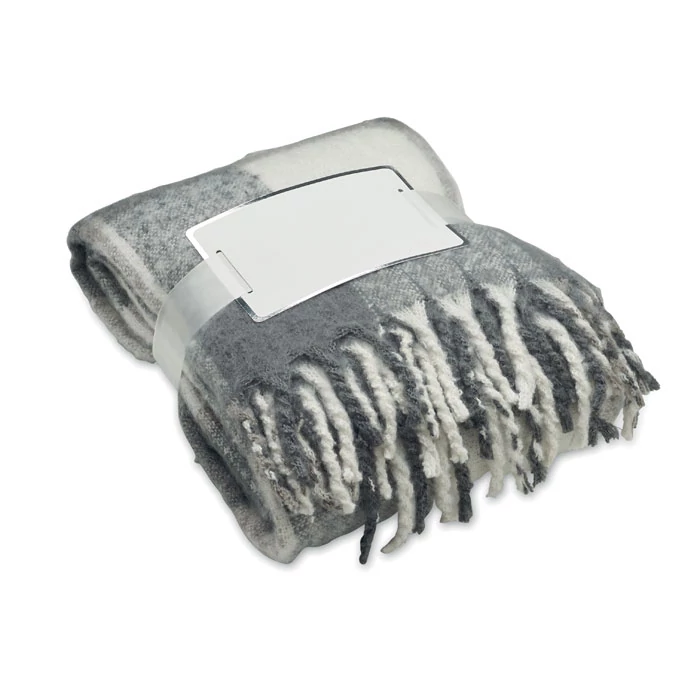 QUET - Kockás mohair-PES takaró - Szürke