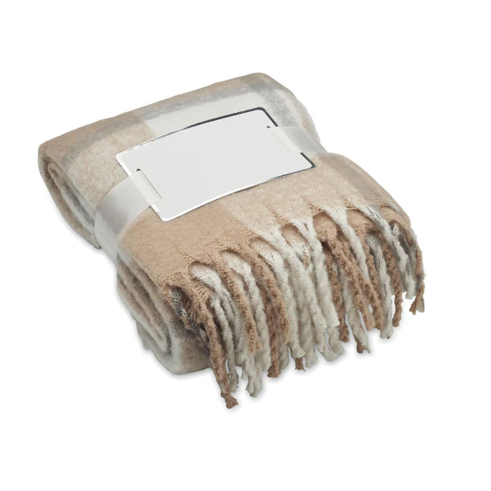 QUET - Kockás mohair-PES takaró - Bézs
