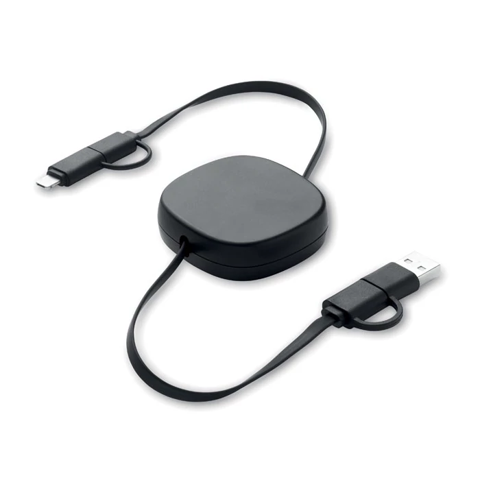 LINEA - 60W visszahúzható töltőkábel - Fekete