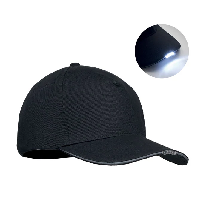 LUZCAP - 5 paneles LED sapka 220 g/m² - Fekete