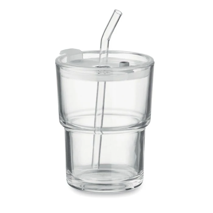SIP - Üveg pohár szívószállal 400 ml - Áttetsző