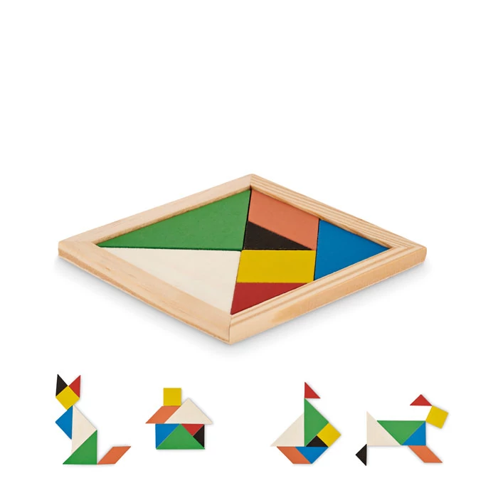 TANGRAM - Tangram kirakó játék fából - Fa