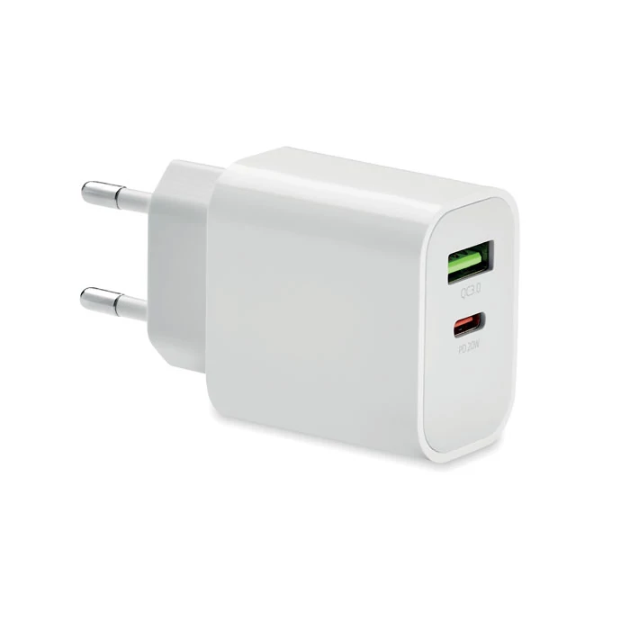 PORT - 18W 2 portos USB EU töltő - Fehér