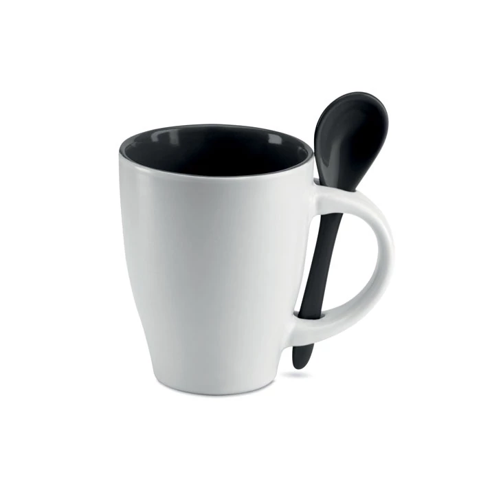 DUAL - Bögre kiskanállal, 250 ml - Fekete