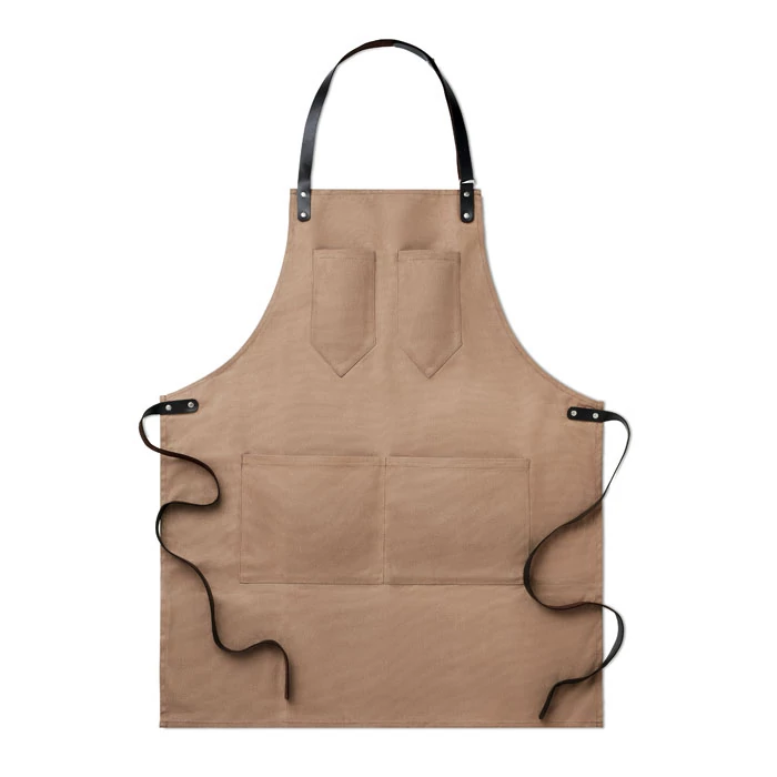 CHEF - Vászon és bőr kötény - Taupe
