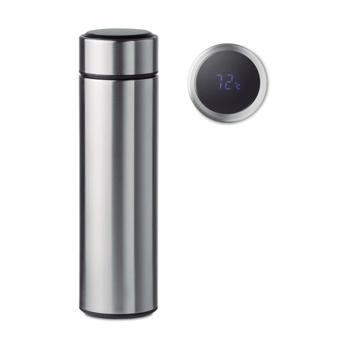 POLE - Palack hőmérővel 450 ml - Matt Ezüst