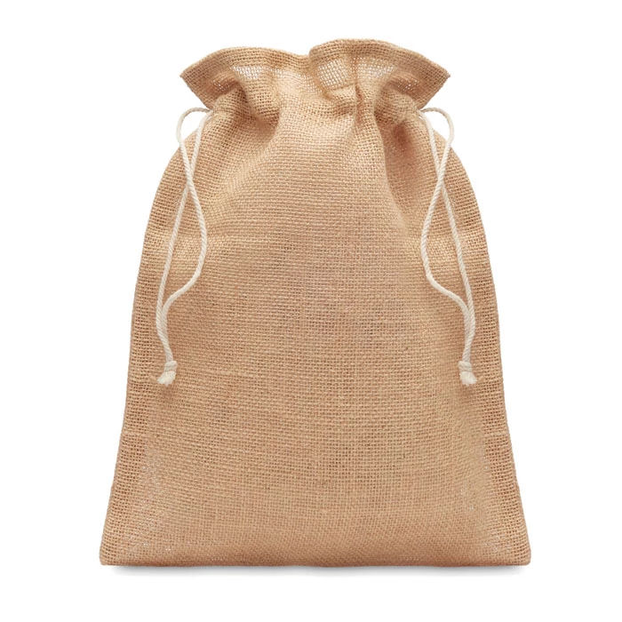 JUTE SMALL - Kis juta ajándéktasak 14x22 cm - Bézs