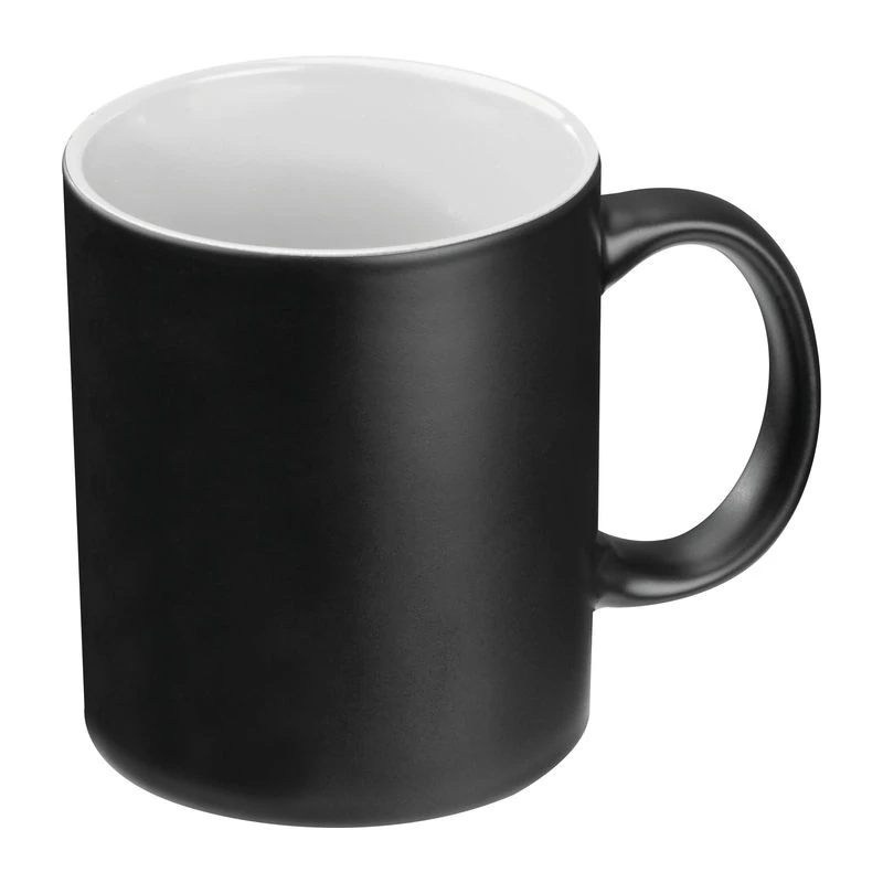 Fekete bögre színes belsővel, 300 ml
